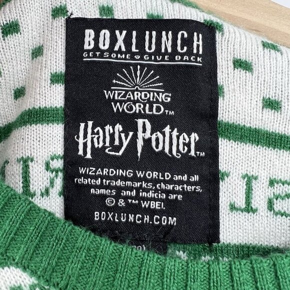 Box Lunch Wizarding World Harry Potter Slytherin Green Christmas Sweater Size S - Picture 3 of 6